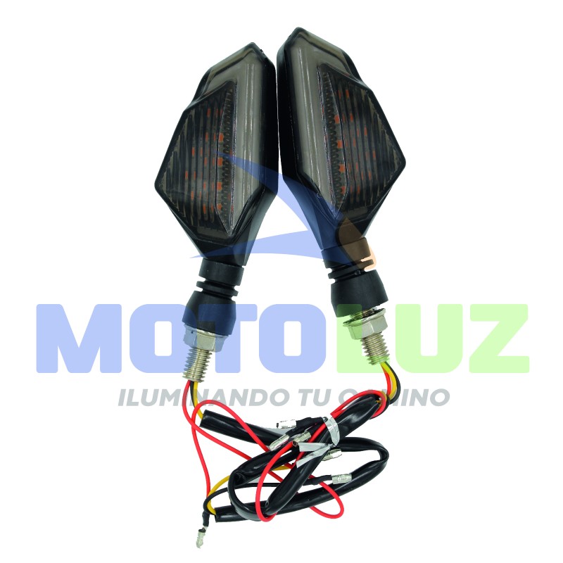 PAR DE DIRECCIONALES DE 22 LED CON PERLAS NEON BLANCO + AMBAR. 12V